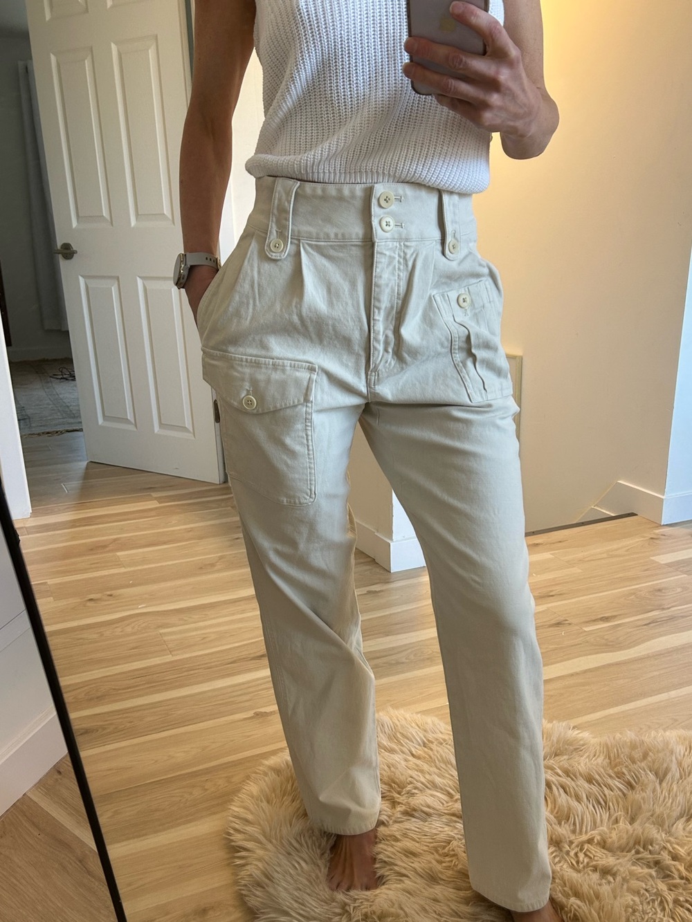 Wilfred Cream Straight-Leg Pants